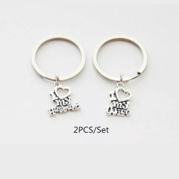 New 2pc Set I Love My Wife I Love My Husband Keychains. - Picture 1 of 3